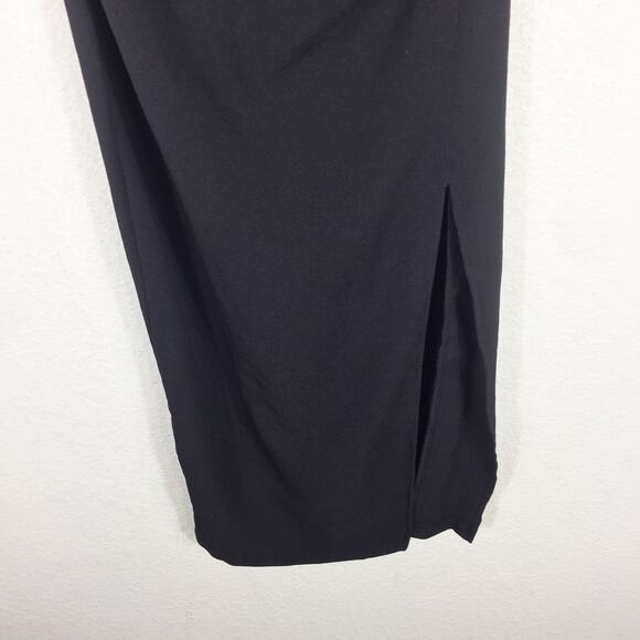 NWT Zara Ruched Waist Midi Dress Small Black Long Sleeves 2298/217 Minimalist - Picture 10 of 13